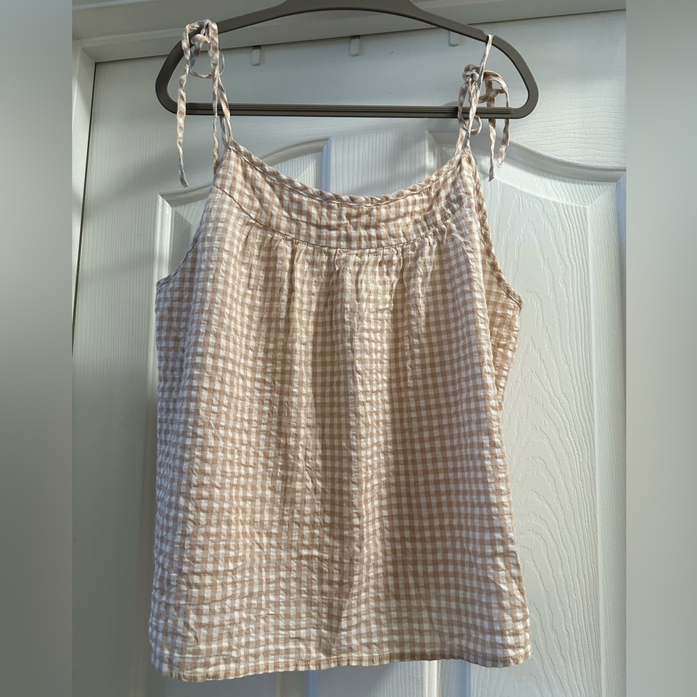 Aerie Plaid Tie Tank- Nude Pink